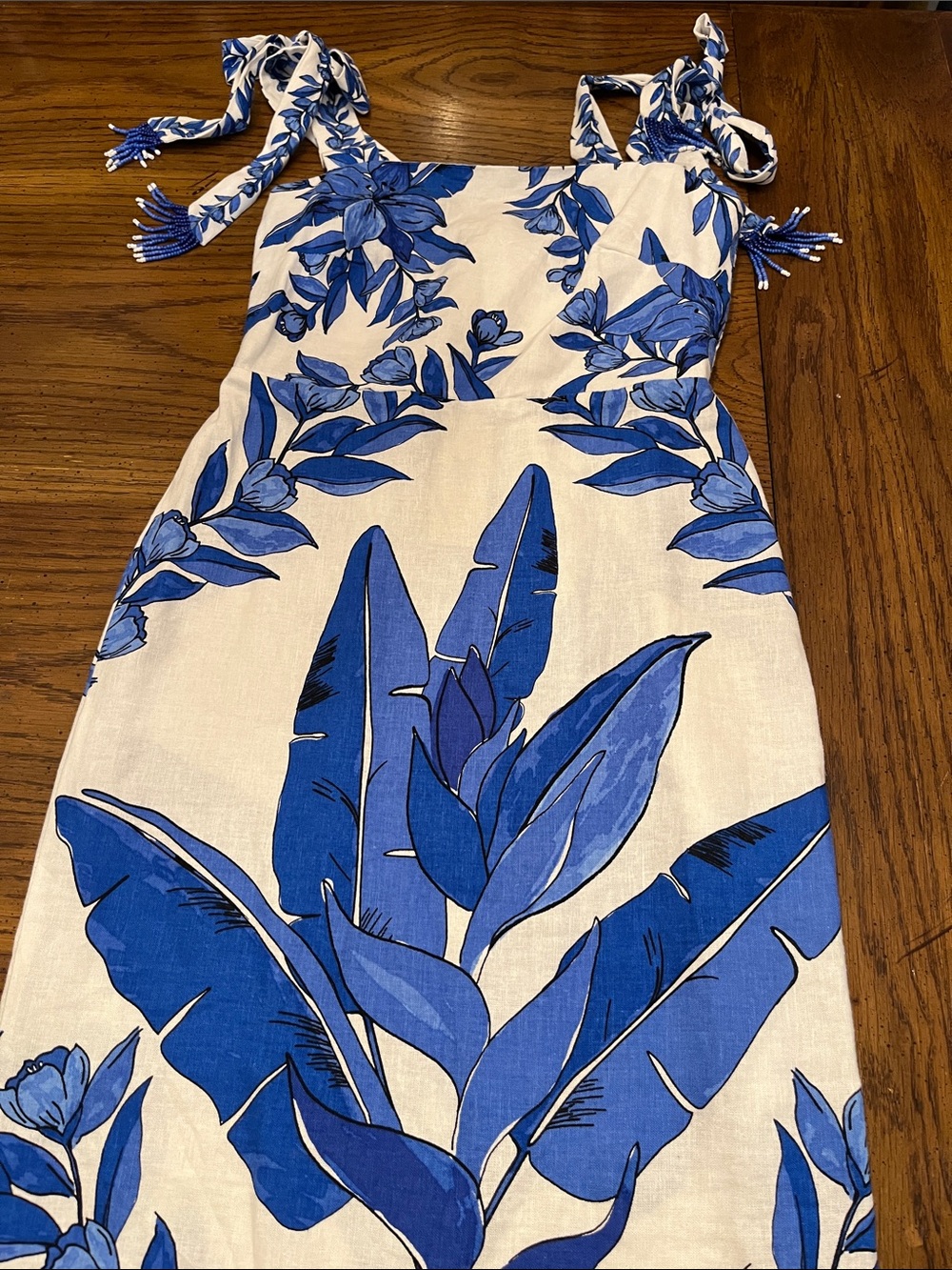Calypso St. Barth white linen blend midi dress, size XS, new with tags